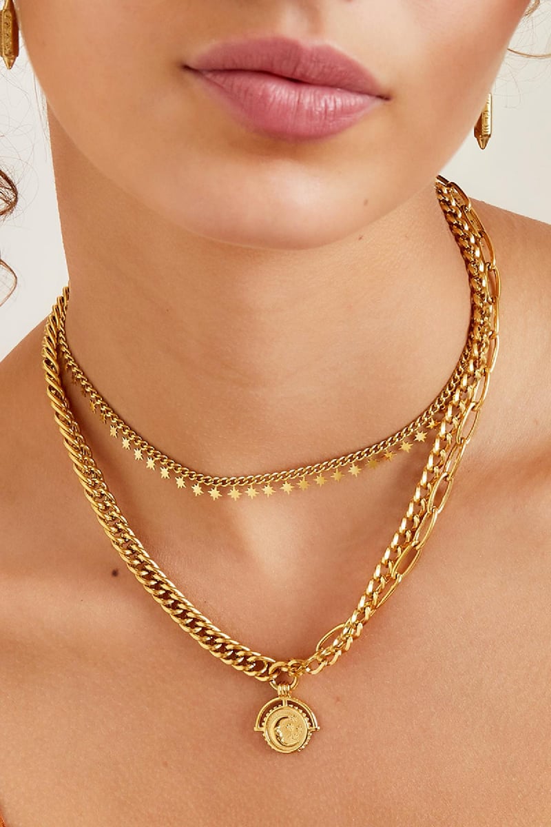 stainless steel necklace sparkling stars 