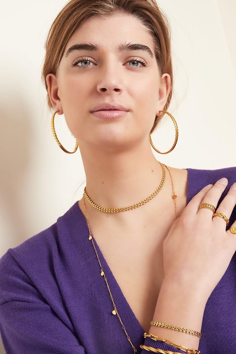 Necklace leafs Gold Color Stainless Steel