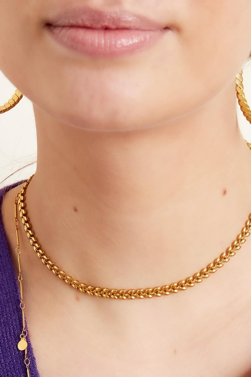 Necklace leafs Gold Color Stainless Steel