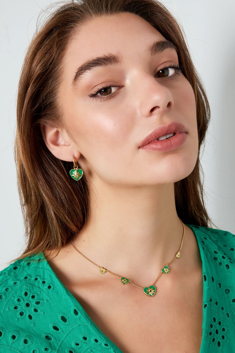 necklace 5 hearts white