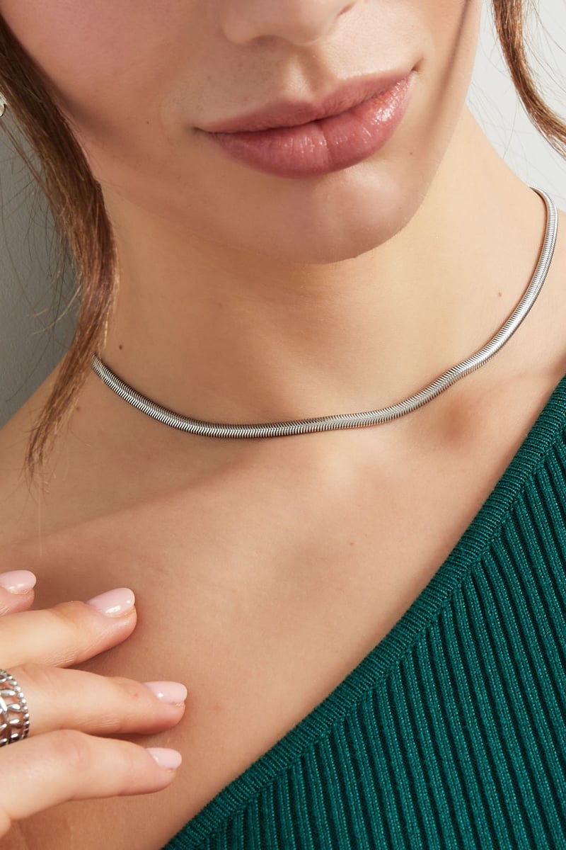 necklace flat with print - Gold color-4.0mm