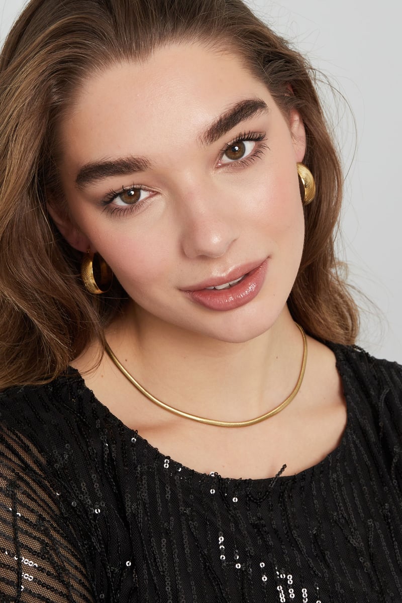 necklace flat with print - Gold color-4.0mm