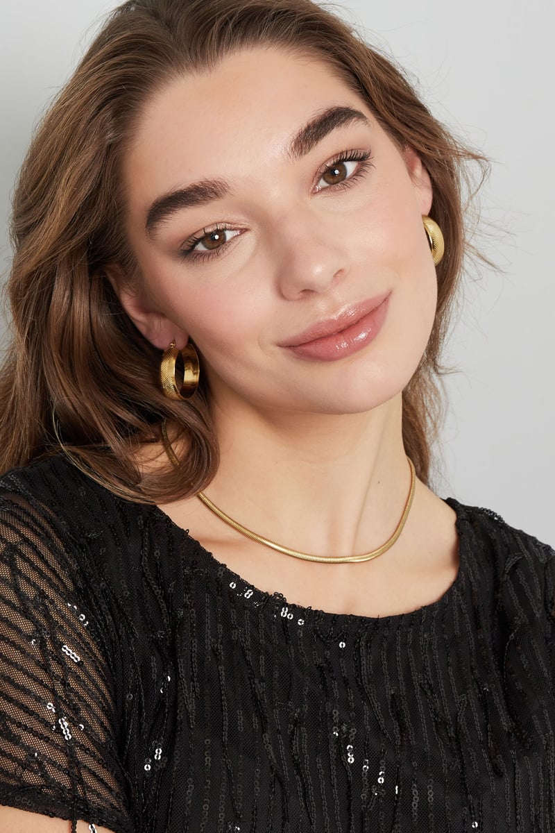 necklace flat with print - Gold color-4.0mm