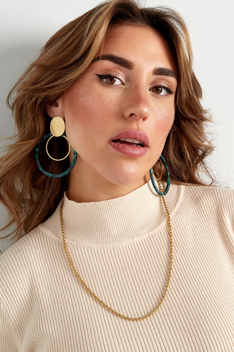 unisex stainless steel twisted necklace 60cm - Gold color-3.0mm