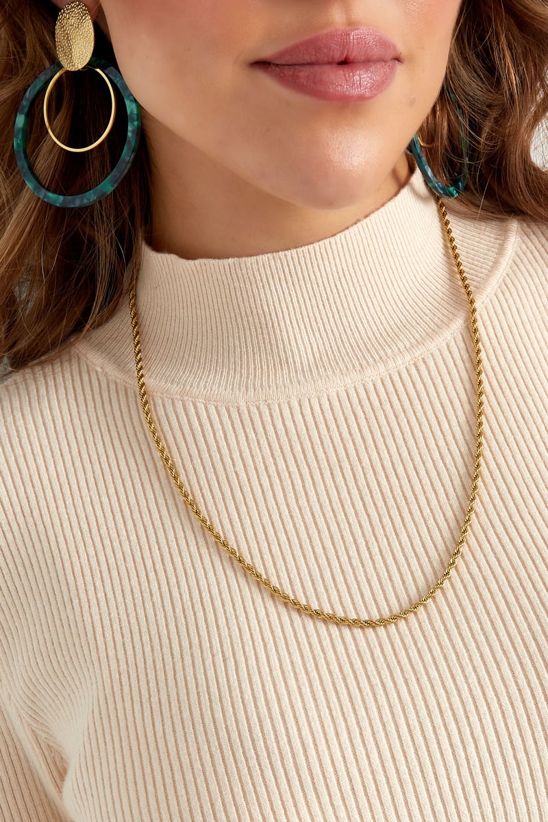 unisex stainless steel twisted necklace 60cm - Gold color-3.0mm