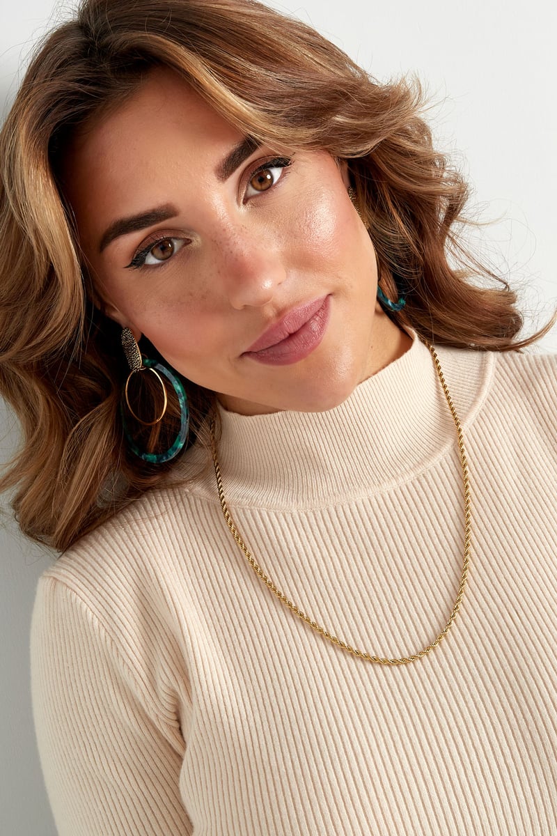 unisex stainless steel twisted necklace 60cm - Gold color-3.0mm