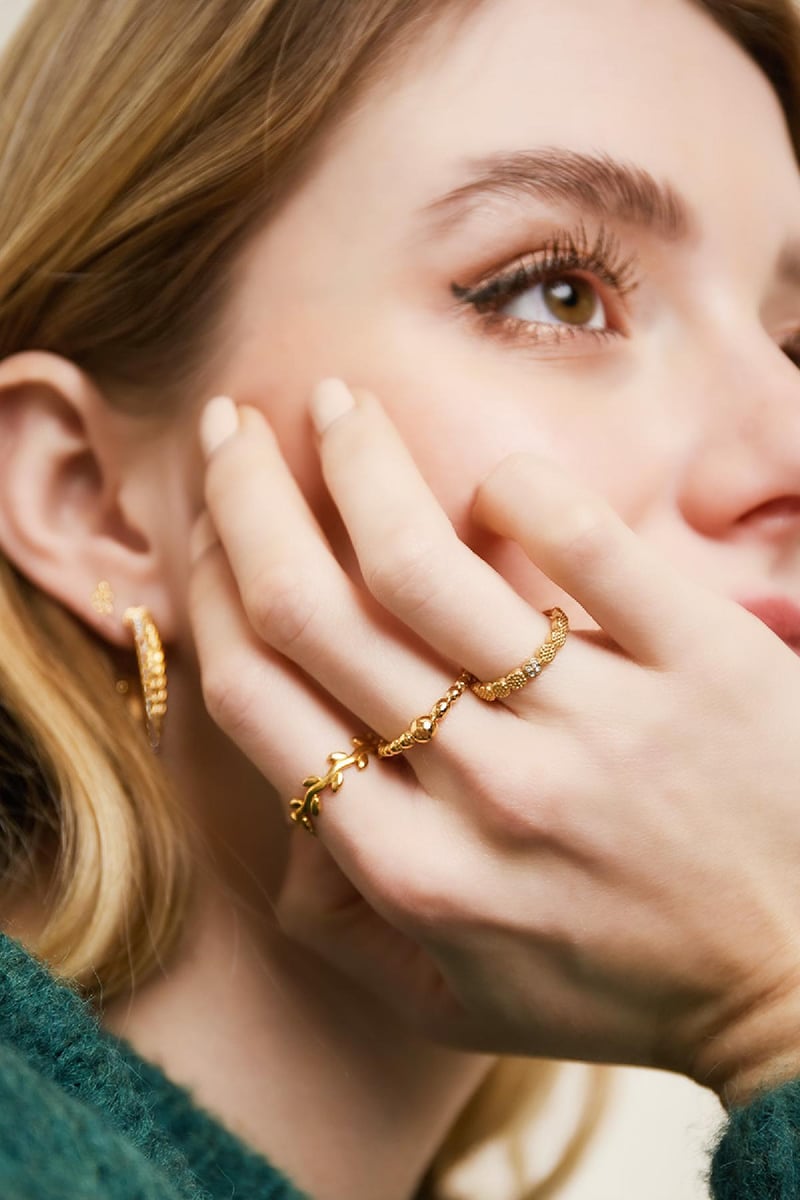 Ring Steel Pearls Silver Color Stainless Steel 16