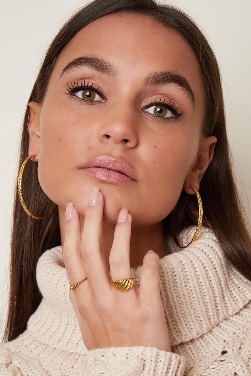 Ring baquette Gold Color Stainless Steel 16