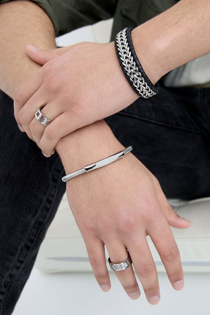 Silver color men's bracelet 