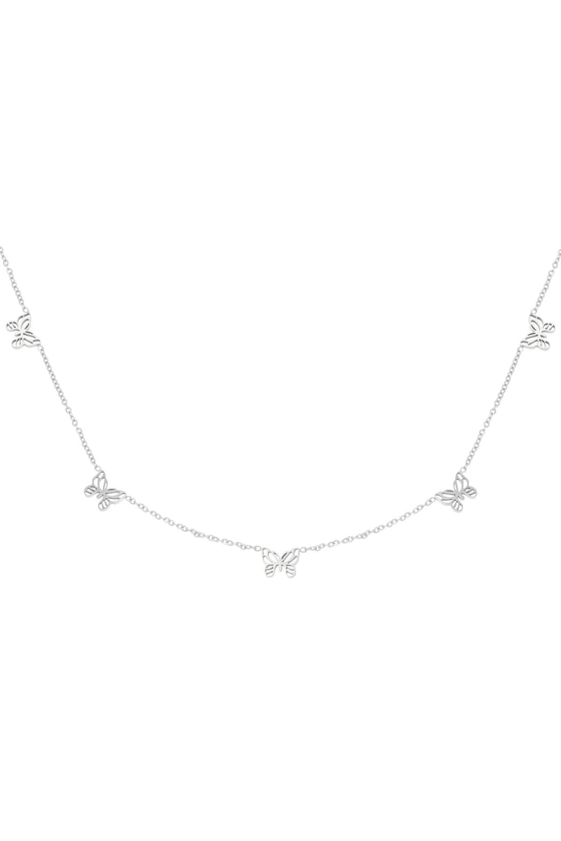 Necklace Little Butterflies Silver Color Stainless Steel