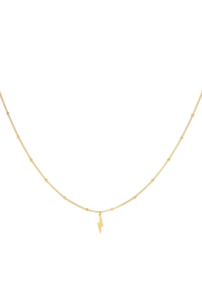 Necklace bolt of lightning Gold Color Stainless Steel