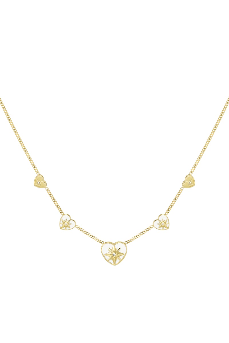 necklace 5 hearts white
