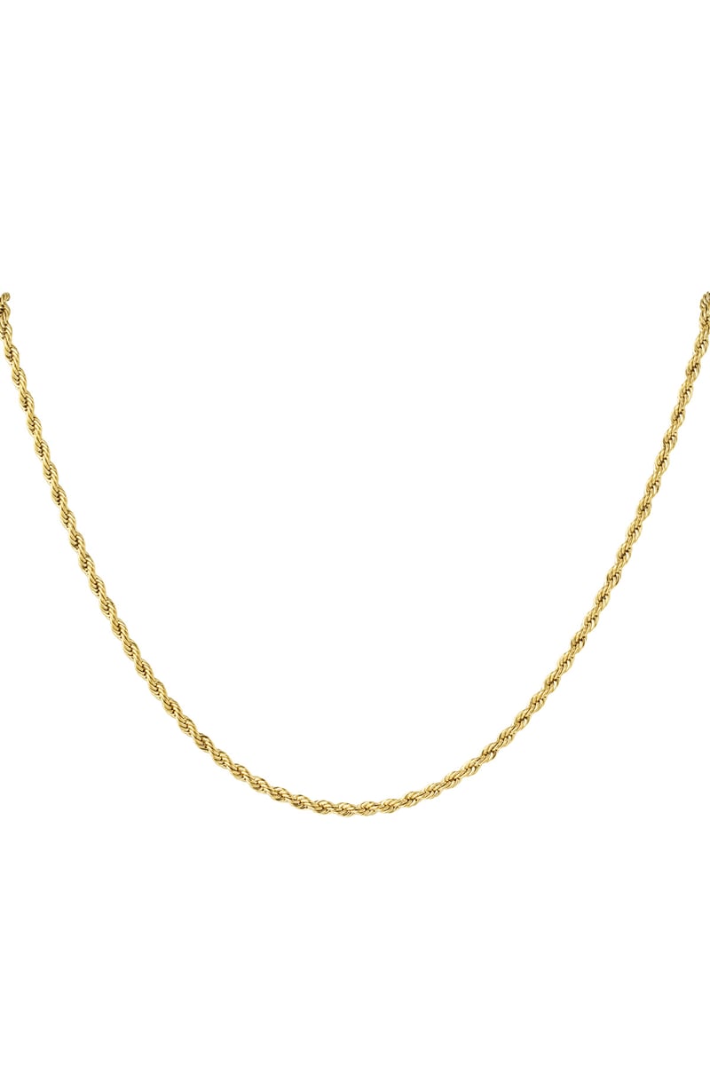 unisex stainless steel twisted necklace 60cm - Gold color-3.0mm