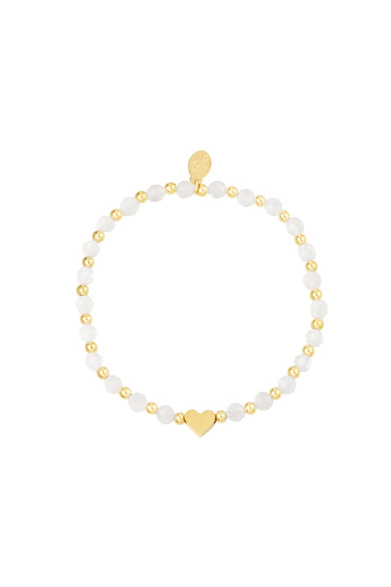 Bead bracelet with pearls Pink & Gold Color Stainless Steel