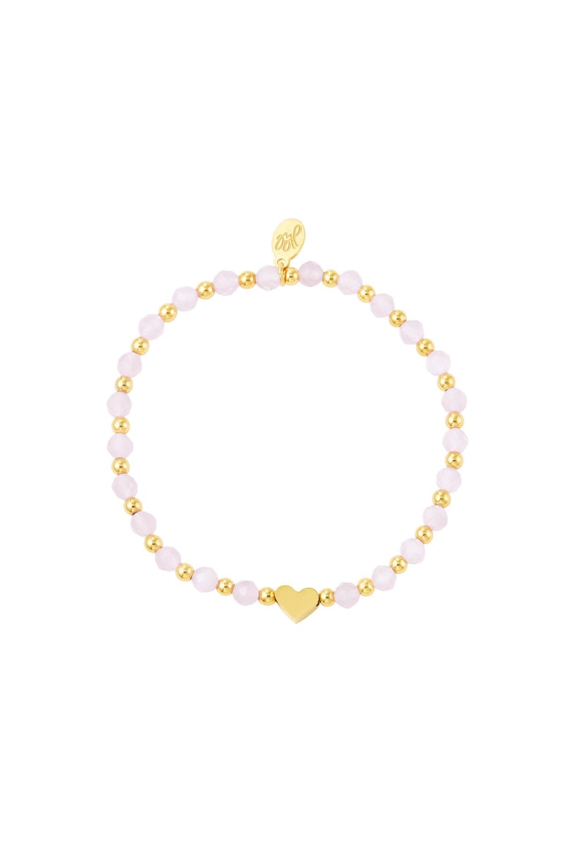 Bead bracelet with pearls Pink & Gold Color Stainless Steel