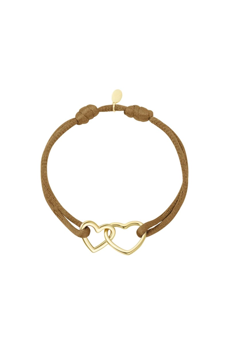 Fabric bracelet hearts Pink & Gold Color Stainless Steel