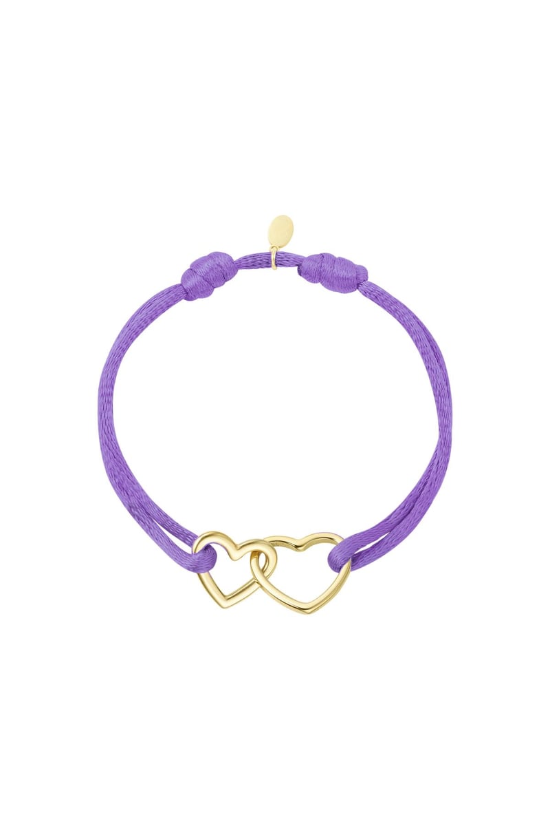 Fabric bracelet hearts Pink & Gold Color Stainless Steel