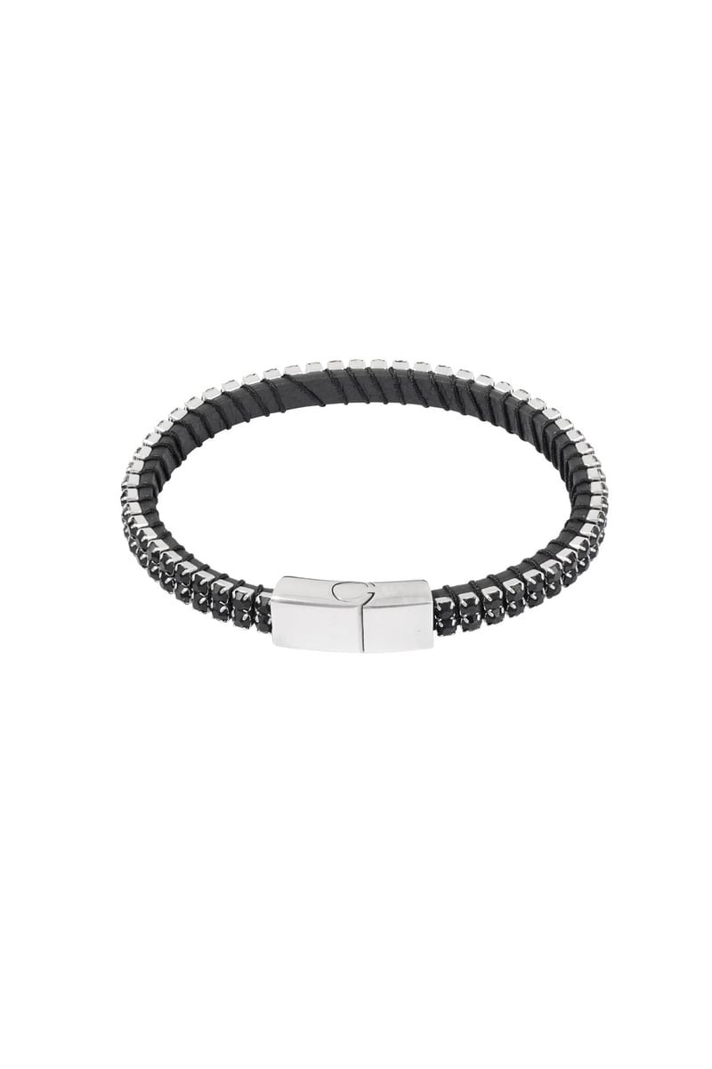 Cool casual men's bracelet - black/Silver color
