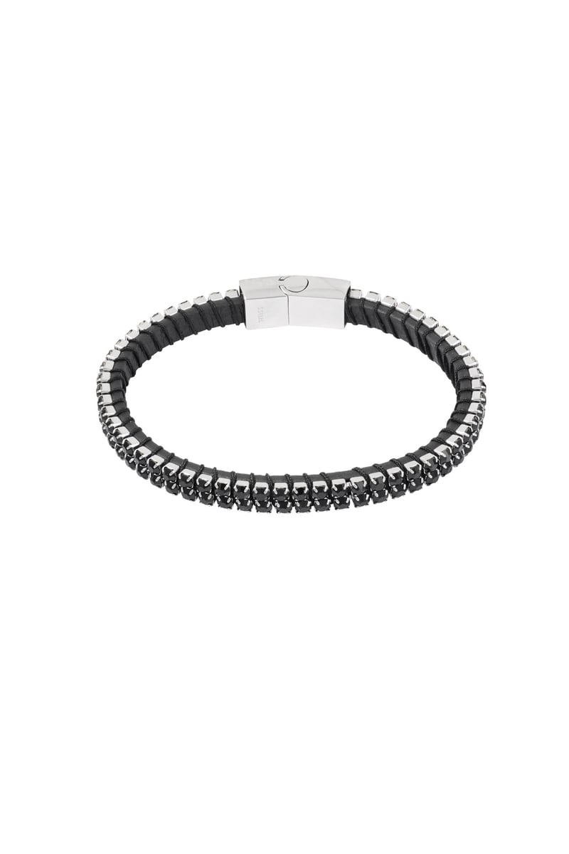 Cool casual men's bracelet - black/Silver color